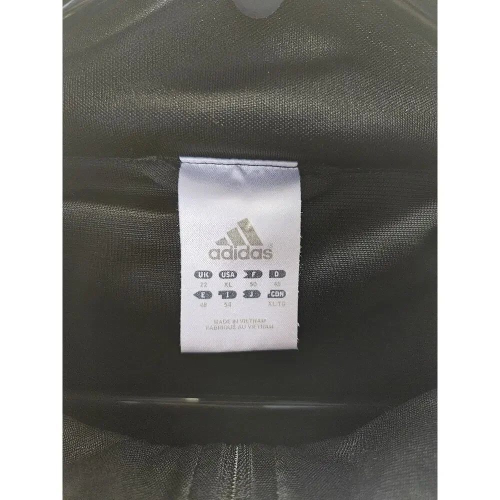 Adidas Black w White Stripes Full Front Zip Track Jacket Top X-LARGE USED